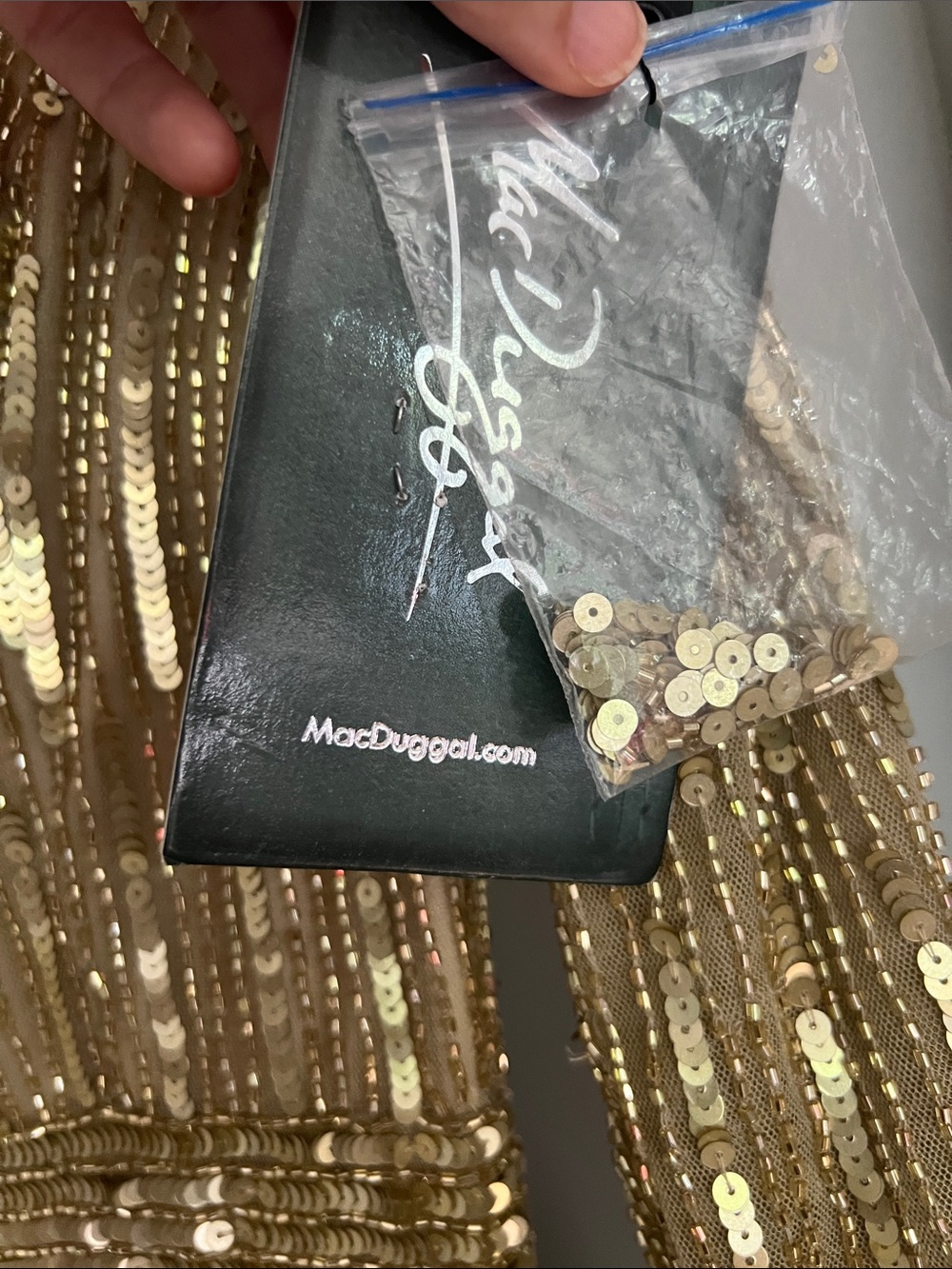 Mac Duggal Style 4977 NWT Taupe Gold Sequin Gown Size 4 Long Sleeve Formal Dress - Picture 4 of 16